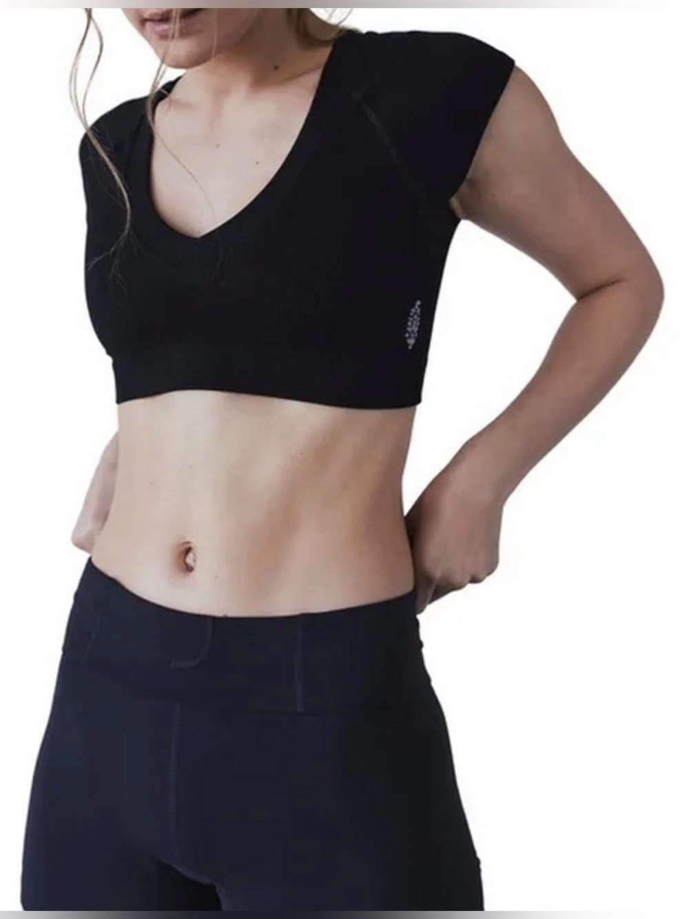 FP Movement by Free People V-neck crop size XS/S Black